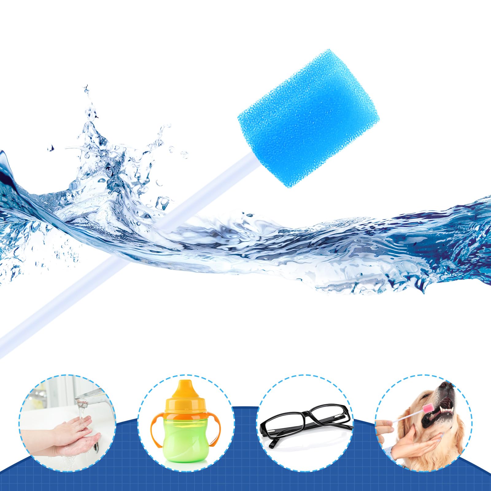 TrelaCo 500 hisopos orales desechables a granel, hisopos bucales multicolor, esponja envuelta individualmente para adultos mayores, limpieza bucal de la cavidad bucal (hexágono)