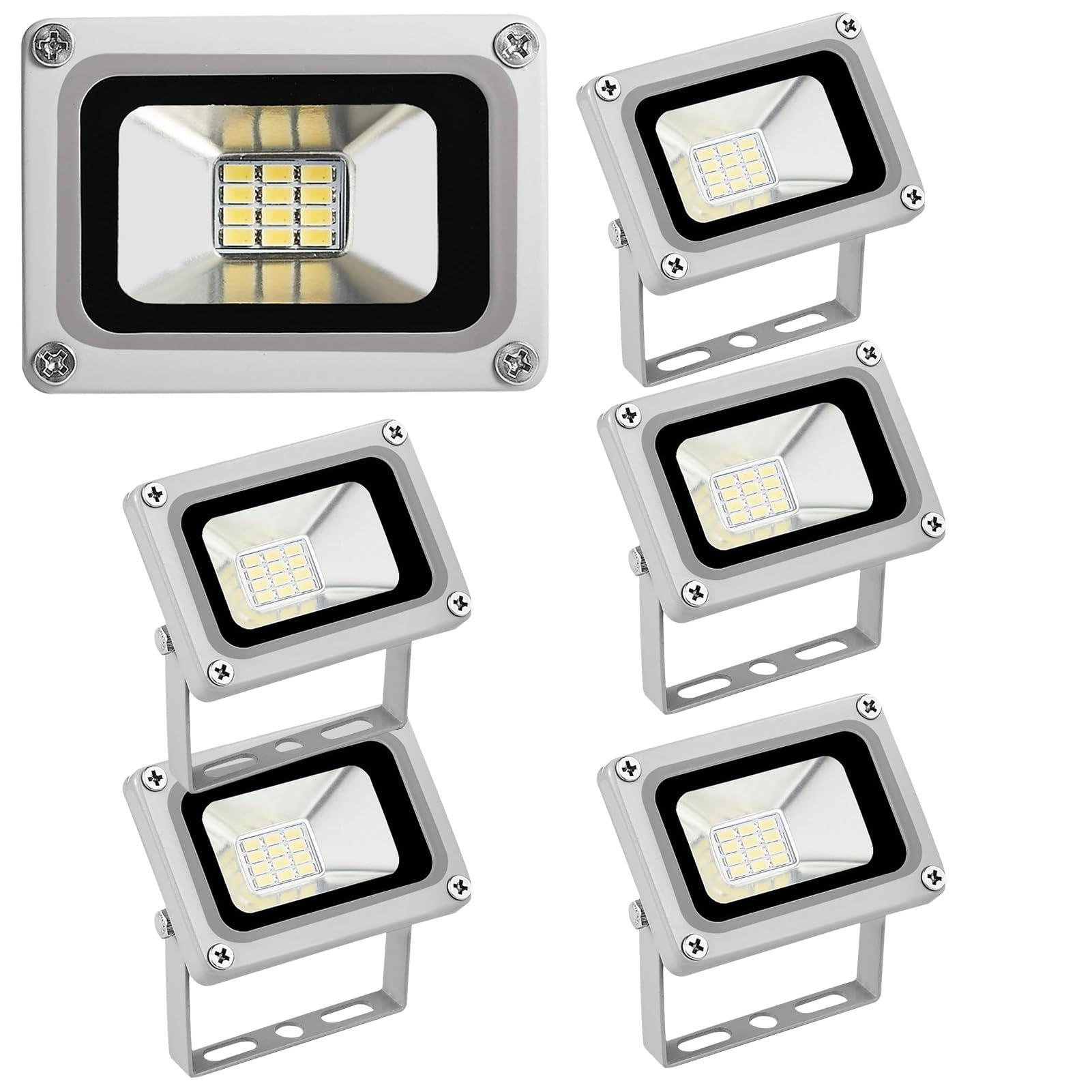 Foco Led de 10 W y 6000 K, 12-24 V CC, Ip65, Resistente Al Agua, de Seguridad, Apto for Patios, Parques, Estanques y Estacionamientos.(6pcs)