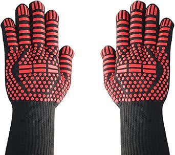 Guanti Da Saldatura In Pelle Resistenti Al Calore - Lunghi, Per Griglia, Barbecue, Forno E Camino - Foto 7