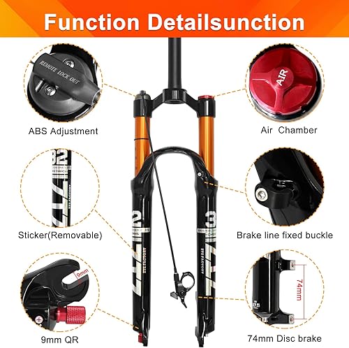 Miniatura 3 de ZTZ 2627.529 inch MTB Air Suspension Fork,120mm Travel, 1 18 Straight Tube, QR 9mm*100mm, ManualRemote Lockout, Ultralight Front Fork for XCAM