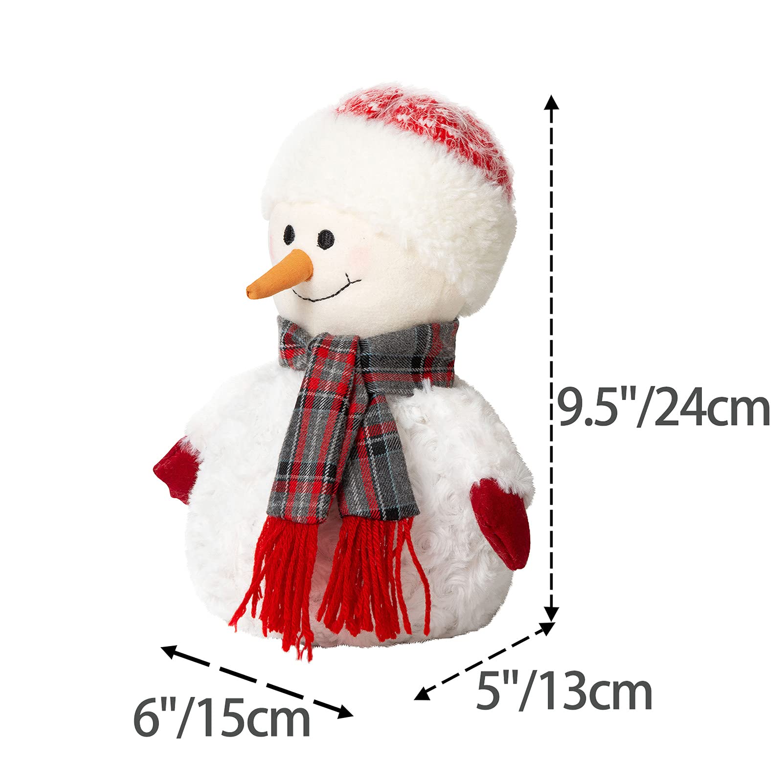 Marwood Simpatico fermaporta decorativo per casa e ufficio, natalizio in tessuto imbottito, fermaporta interno ponderato decorativo per pavimento, pupazzo di neve con cappello rosso