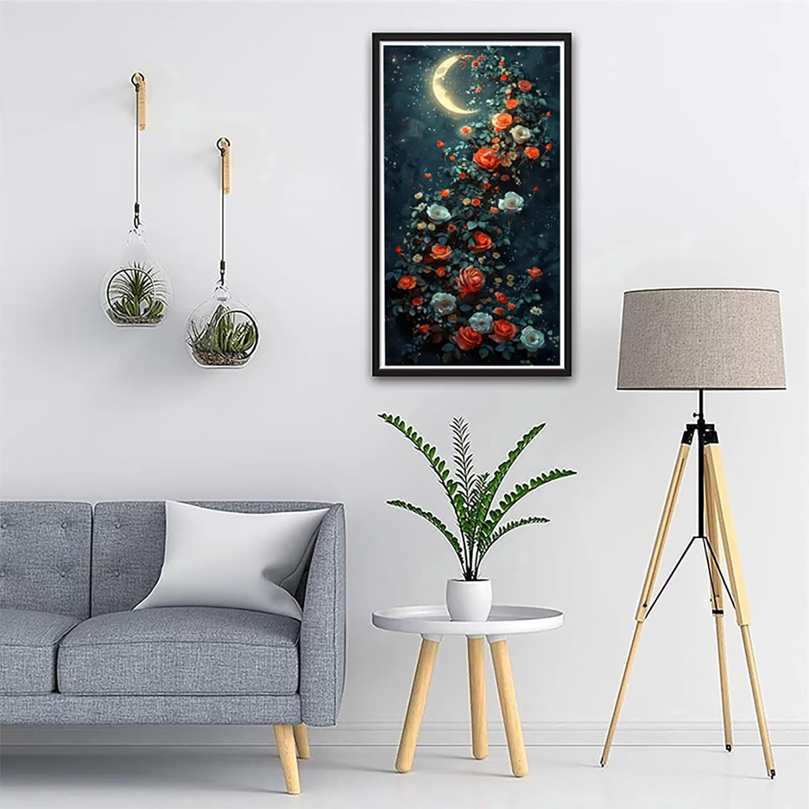 Dipingere con i Numeri Adulti Fiore, Dipingere con i Numeri Luna, Fai da te Paint by Numbers per Principianti, Hobby Creativi Adulti, Painting by Numbers per Decorazioni Casa Regalo 60x120cm N-8602
