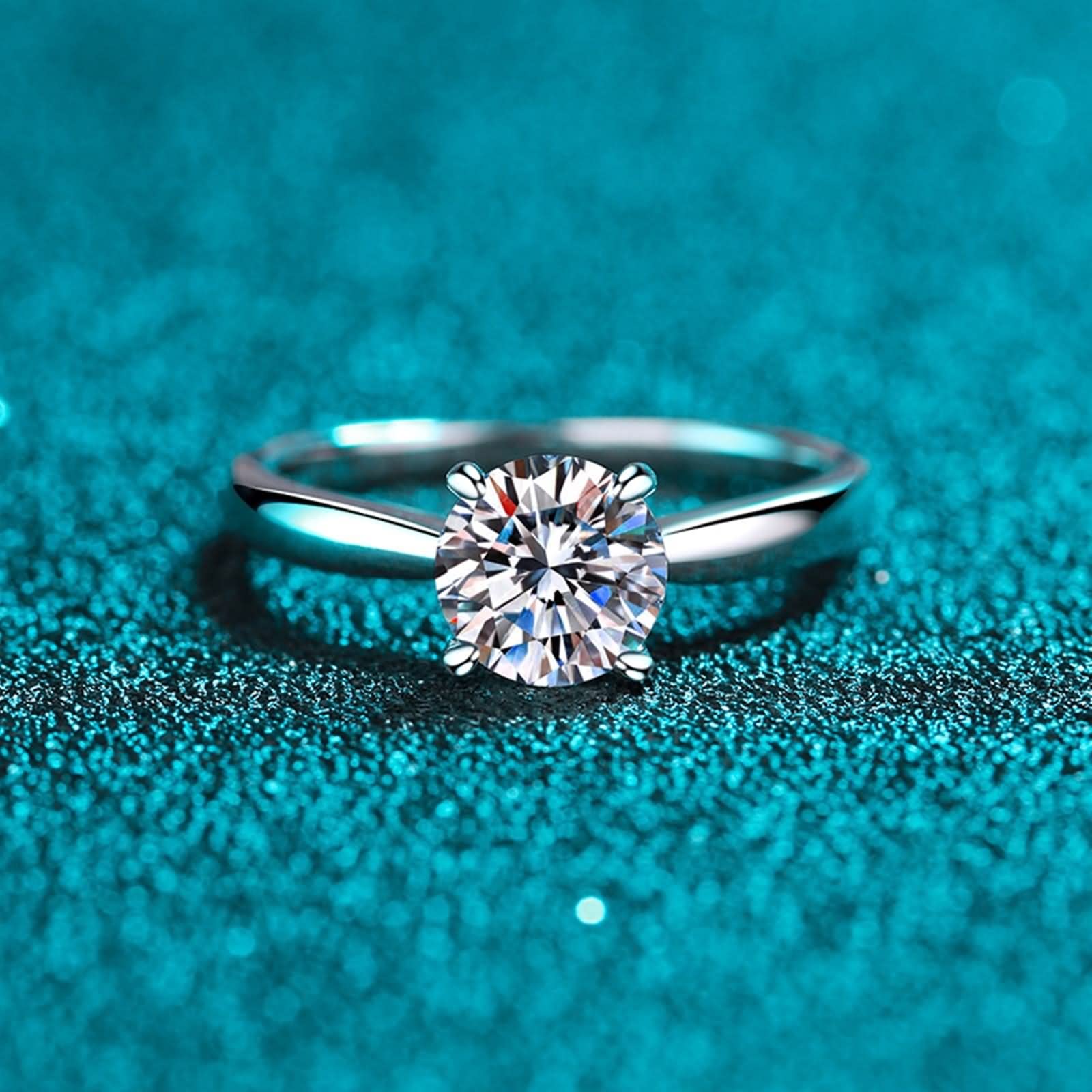Anillos de compromiso de plata de ley para mujer, anillo de promesa de plata de ley con 4 puntas, adecuado para cumpleaños o aniversario
