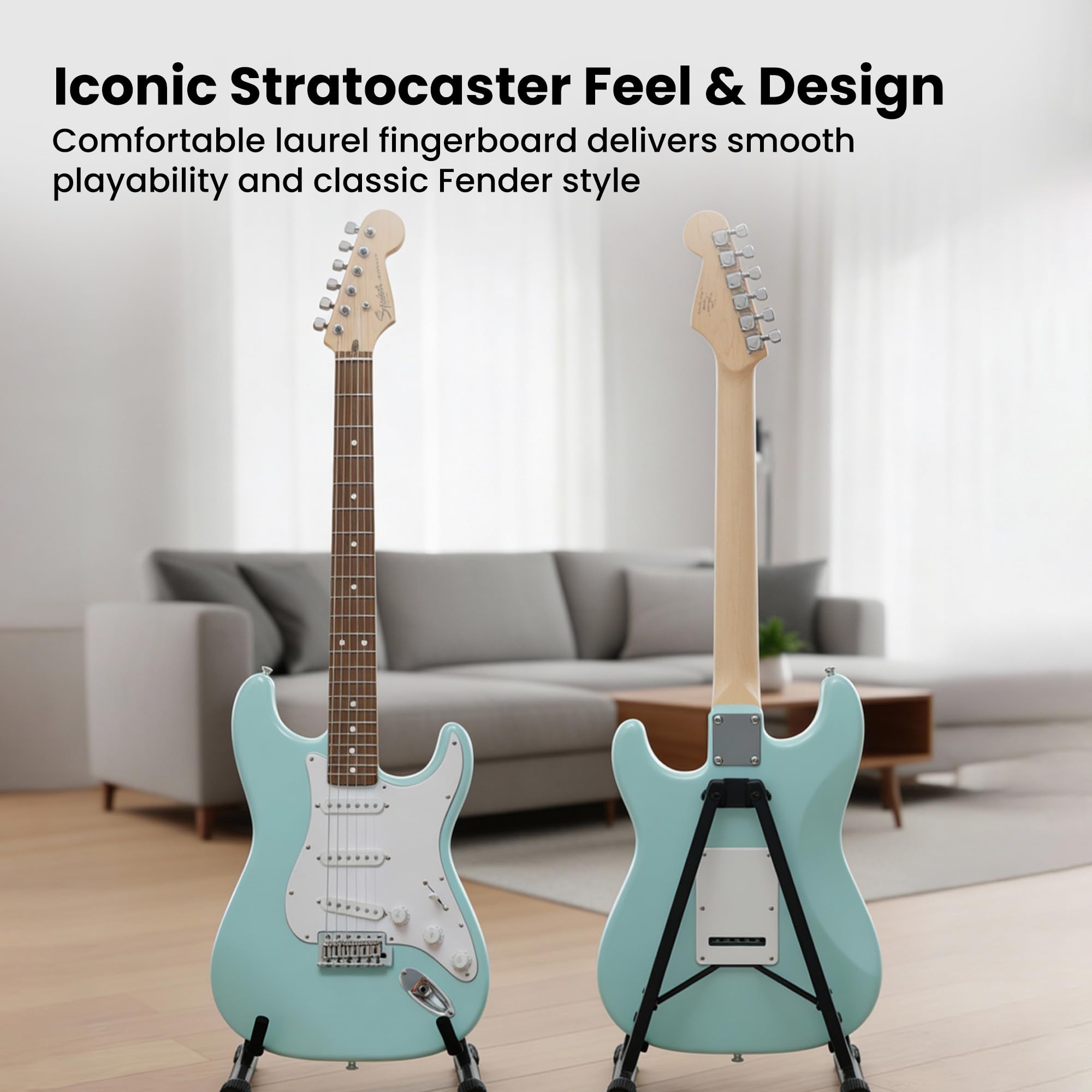 Amazon.com: Fender Squier Stratocaster Electric Guitar - Daphne