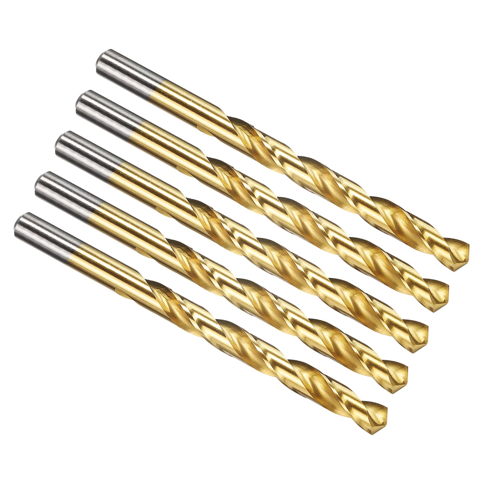 PATIKIL 7.9mm Drill Bit 5/16", Jobber Straight Shank 4341 High-Speed Steel 135° TiN Coated for Medium-hard Metal Steel Acrylic - 5 Pack