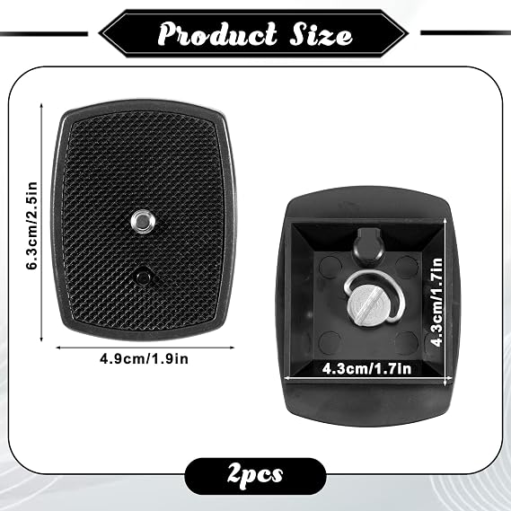 2 Pack Tripod Quick Release Plate, Universal Camera Quick Release Plate with Screws, Tripod Camera Mount Adapter for Most Tripods