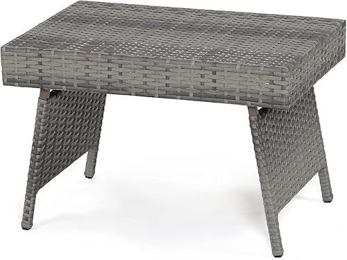 RELAX4LIFE Mesa auxiliar de ratán para patio, mesa auxiliar plegable con mimbre de polietileno marrón de alta calidad y marco de acero de alta RELAX4LIFE Mesa auxiliar de ratán para patio, mesa auxiliar plegable con mimbre de polietileno marrón de alta calidad y marco de acero de alta