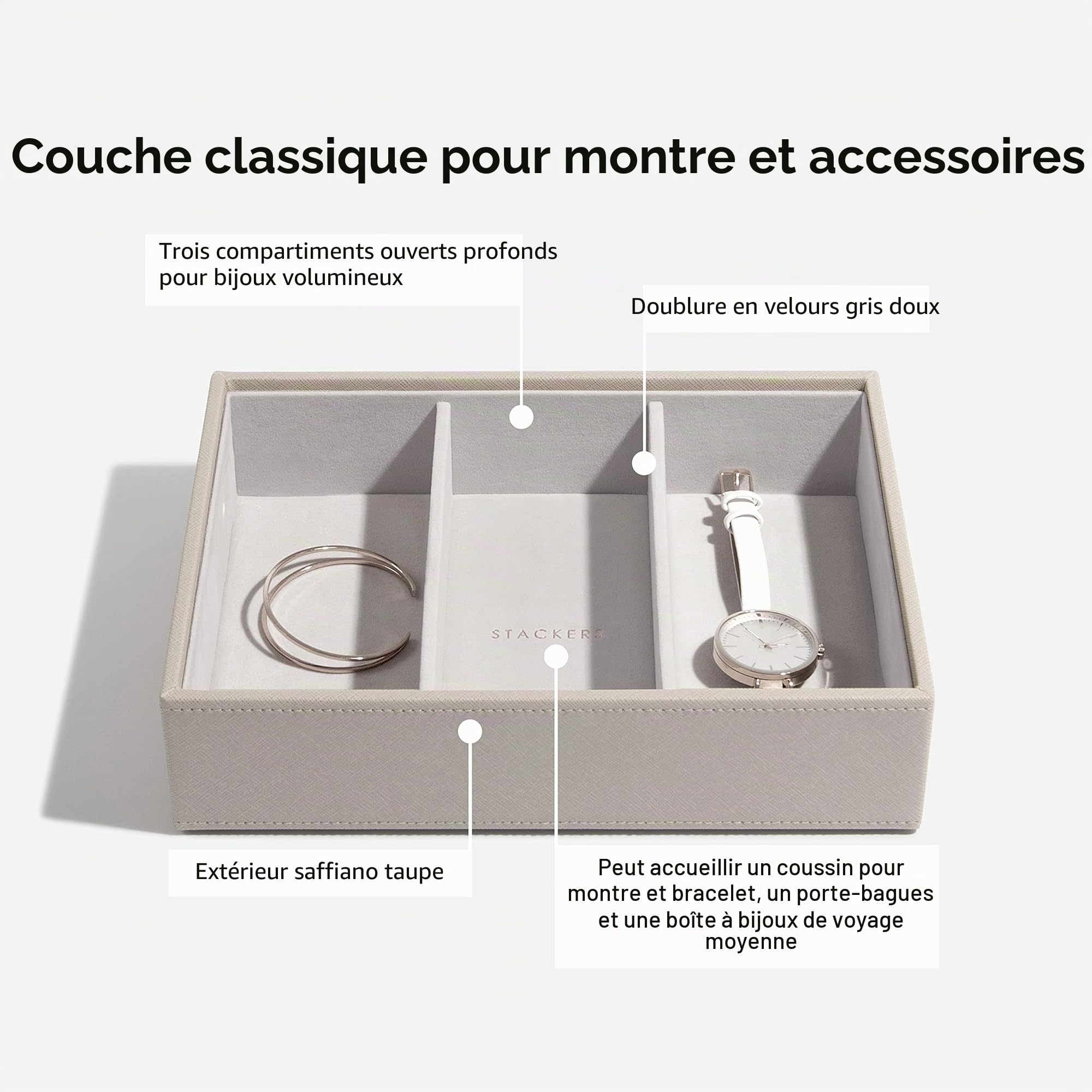 Stackers Lot de 2 boîtes à bijoux classiques Taupe