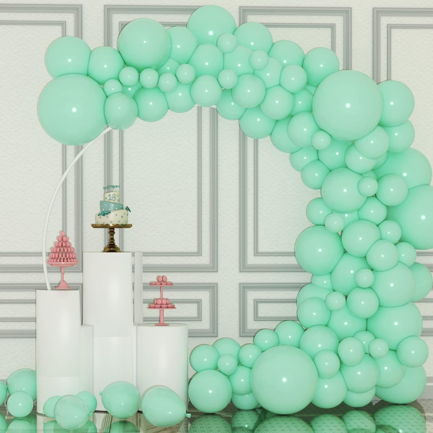 Pastel Mint Green Balloon Garland Arch Kit 121 pcs