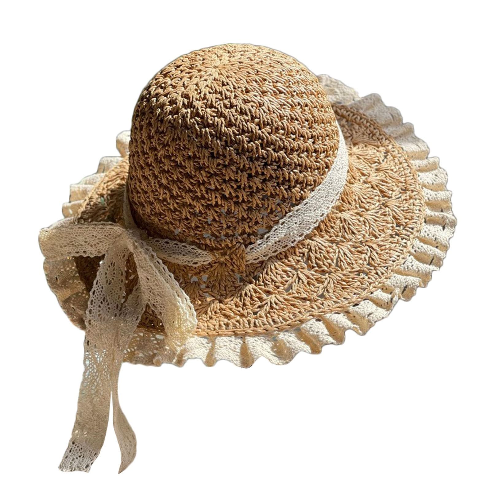 Fulidngzg Sombrero Pescador Mujer Sombrero Mujer Sombrero Playa Protección UV Personalizado Pamelas De Playa Al Aire Libre Sombrero Paja Elegante Sombrero Mujer Protección Sol Sombrero Paja Mujer ala Ancha