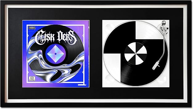 Double Album Frame, 19x34 inch Double Vinyl Record Frame | Black, Solid Wood, Hanging Horizontally or Vertically, Double Vinyl Record Frame Displays Two 12.5 Inch Vinyl Records Art