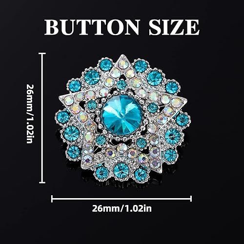 Miniatura 7 de Rytenz 4 botones de diamantes de imitación, adornos de cristal para ropa, joyería, decoración de bricolaje, para manualidades, boda, novia (azul