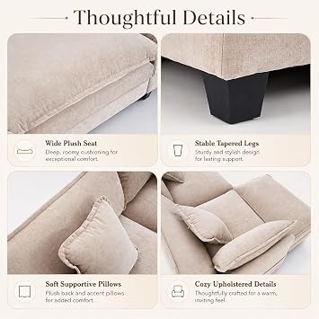 41 Oversized Chair with Ottoman, Chenille Reading Chair and a Half, Deep Seat Comfy Armchair with Pillows for Living Room, Bedroom, Apartment, Home Office (Coffee)