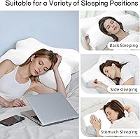 Vista 2 de Almohada para el cuello para dormir, Almohada para dormir de lado, Almohada ergonómica de espuma con memoria con funda de almohada de seda helada