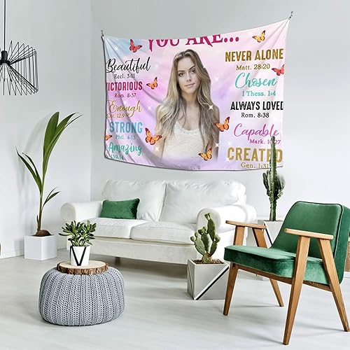 Miniatura 8 de Tapiz personalizado de niña negra con nombre personalizado afroamericano motivacional para colgar en la pared, para mujeres negras, meditación de