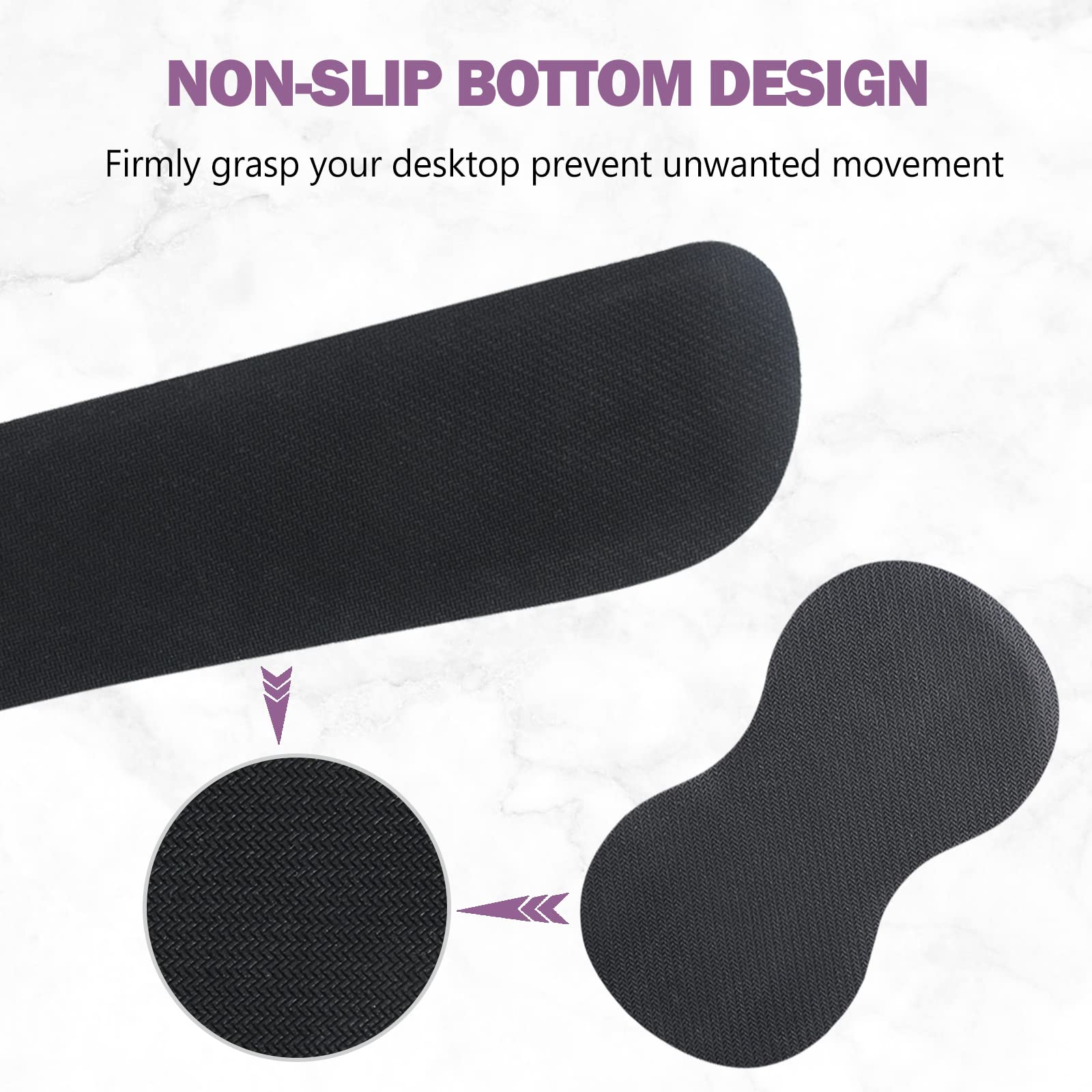 AIMSA Tastatur-Handgelenkauflage + Mauspad + Maus-Handgelenkauflage + Untersetzer, ergonomischer Memory-Schaum, rutschfeste Gummiunterseite, 4-teiliges Set, einfaches Tippen, Schmerzlinderung, lila