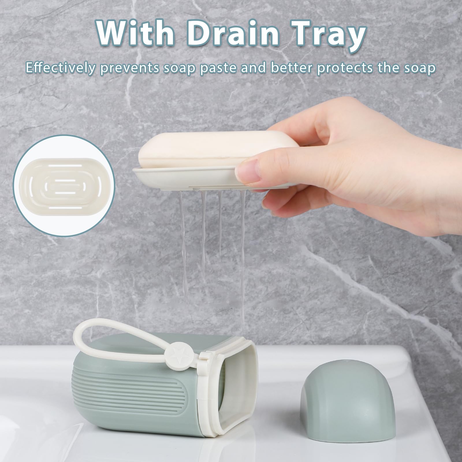 Alyvisun Boite Savon Voyage Portable avec Couvercle Étanche pour Salle de Bain Randonnée