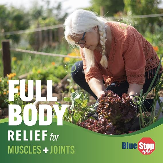 Blue Stop Max Massage Gel for Body Aches, 8 oz Pump Bottle; 3 in 1 Product Relieves Body Aches, Supports Joints and Nourishes the Skin