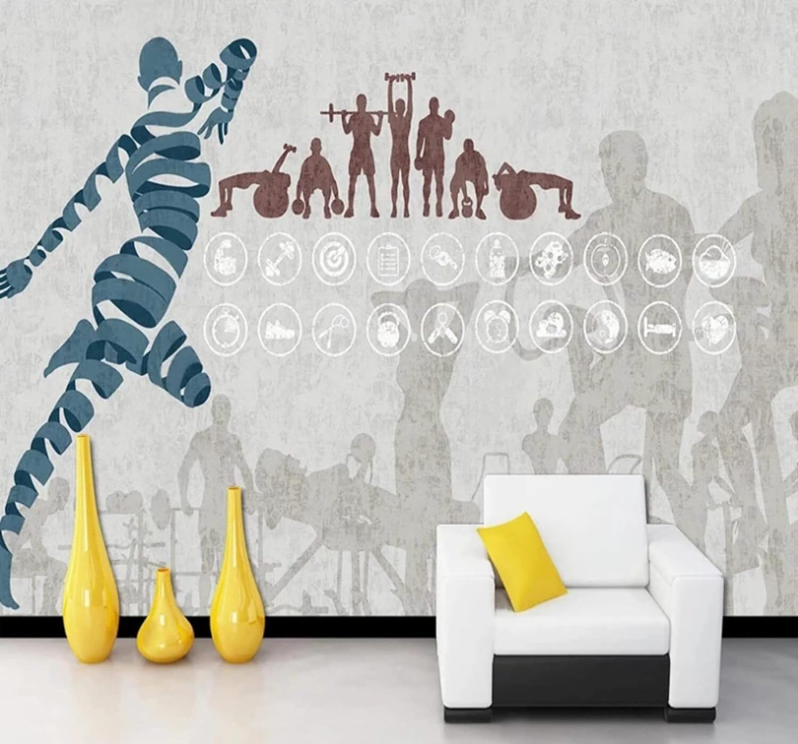 XLMING Abstract Sport Yoga Fitness Gym 3D Wallpaper Luxury Home Dining Decor Paste Sofa Living Room The Wall for Bedroom Mural-400cm×280cm