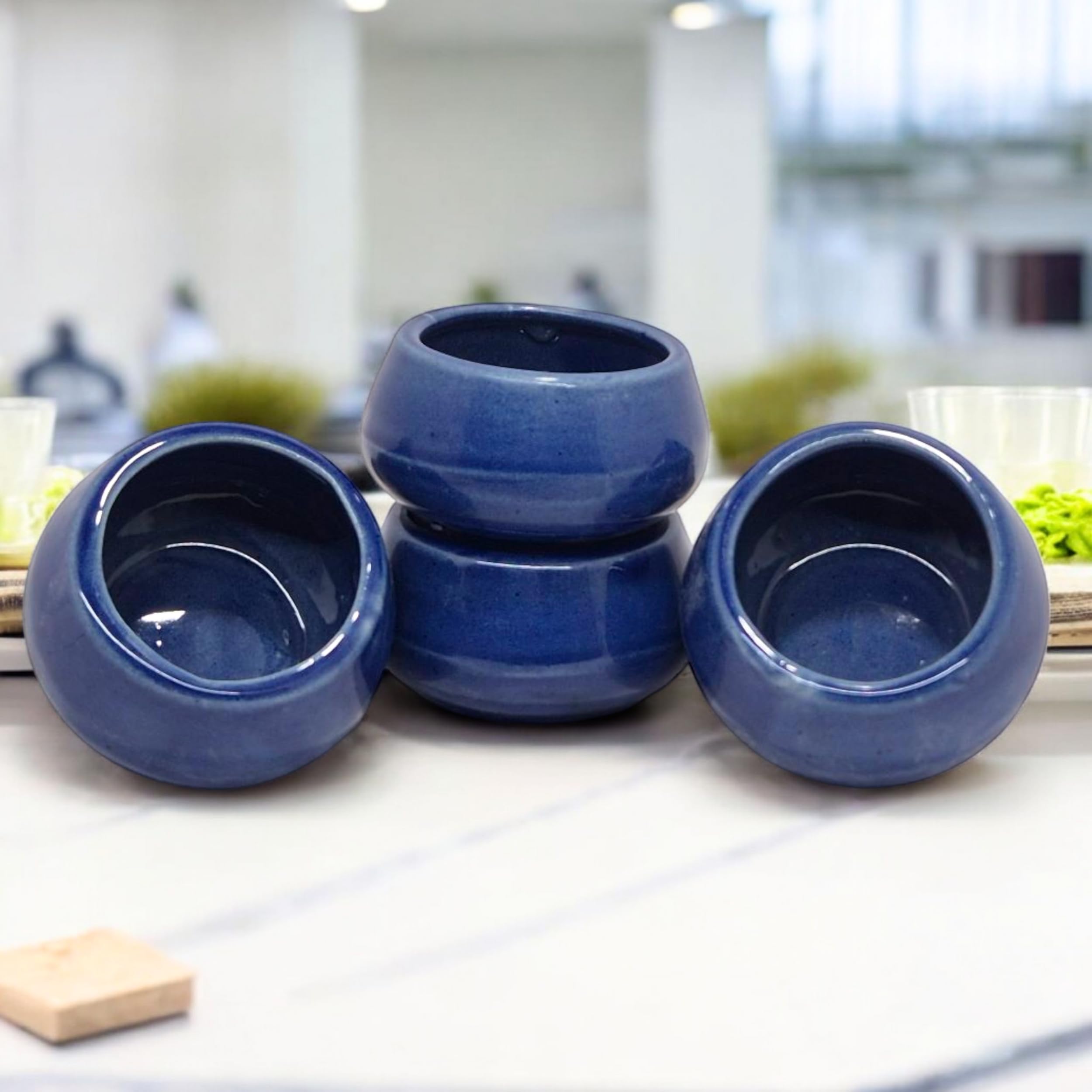 VOIDROP Set of 6 Ceramic Mini Dip Bowl for Serving Chutney, Salsa, Pickle, Sauce (Blue) 1