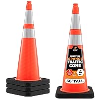 Vista 91 de Xpose Safety Conos de tráfico naranjas de 28 pulgadas con collares de 6 y 4 pulgadas, 1 paquete – Cono de seguridad de plástico PVC multiusos