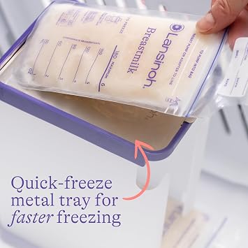 Lansinoh Breastmilk Storage Container with Quick-Freeze Tray, Stores up to 10 Breast Milk Bags, Made Without BPA/BPS, Includes 5 Milk Bags