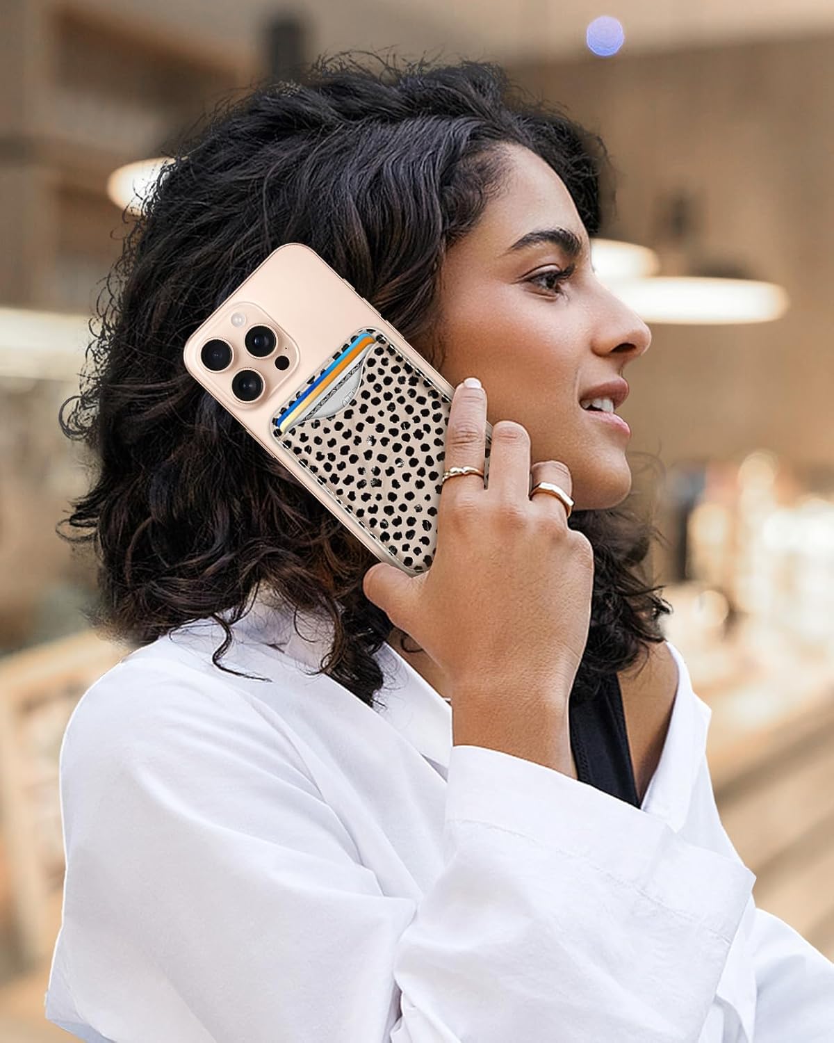 Shorogyt Compatible with Magsafe Wallet Magnetic Card Holder - Black Point Phone Wallets for Women Teen Girls Cute for iPhone 17/16/15/14/13/12 Series Slim for Apple Mag RFID Magnet Fit 3 Cards - Image 6