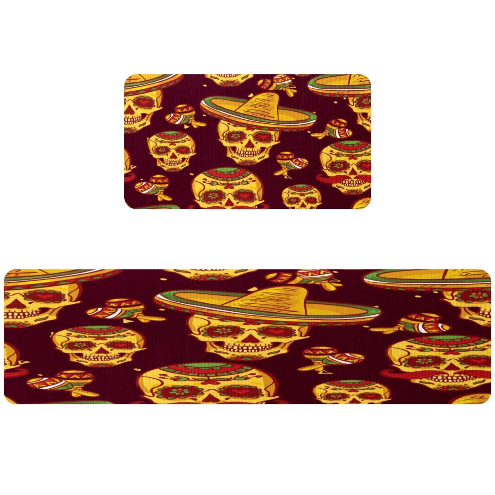 Alfombra de cocina para evitar resbalones tapete absorbente y lavable calaveras VAPOKF