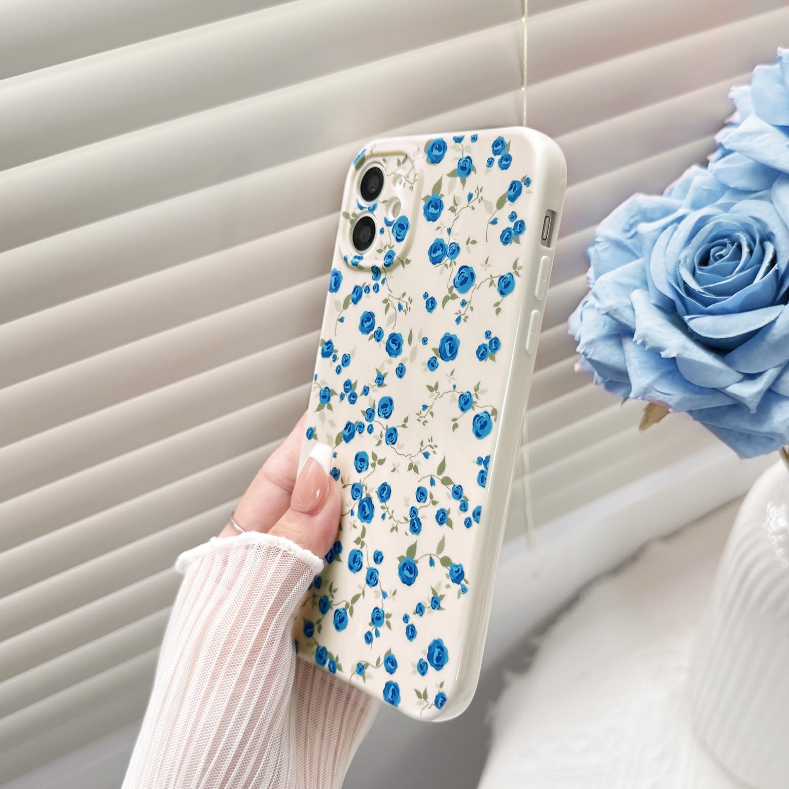 Compatible With IPhone 13 Case Transparent Cute Floral Bear Pattern Chain Protection Design Women Girls Fashion Slim Soft Flexible Tpu Rubber 13 White