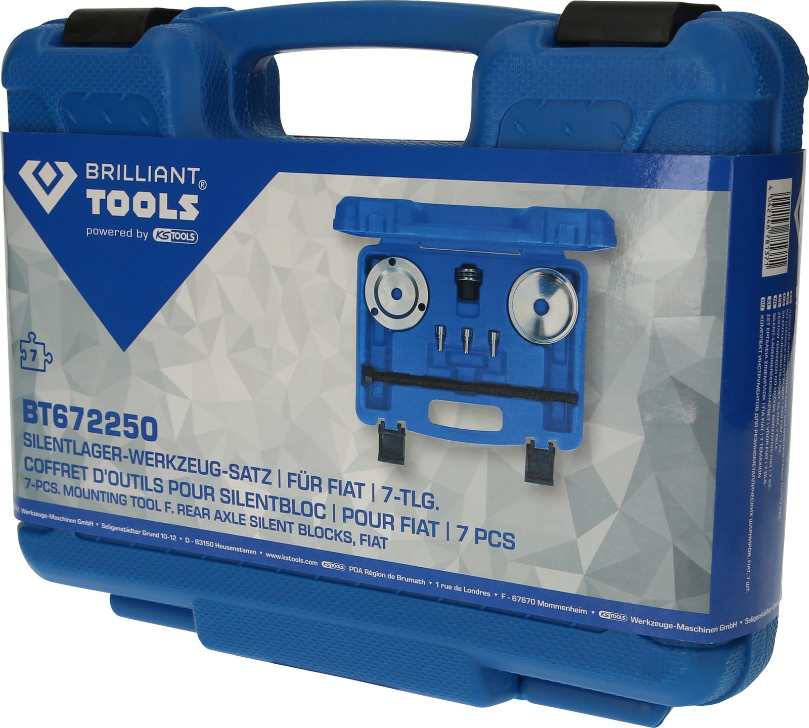 BRILLIANT TOOLS BT672250 Kit utensile silent block, per Fiat, 7 pz [Powered by KS TOOLS]