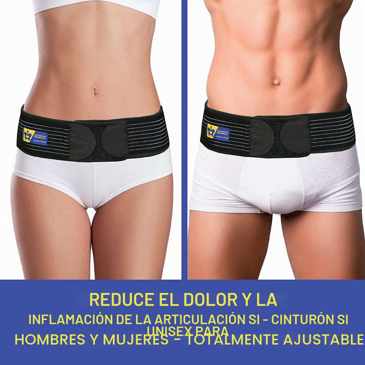 Cinturón Sacro ilíaco I Faja Transpirable, Antideslizante para las Articulaciones SI I Alivia la Inflamación de la Ciática, la Cadera, la Pelvis, eL lumbar, las Piernas y Reduce la Inflamación -S/M