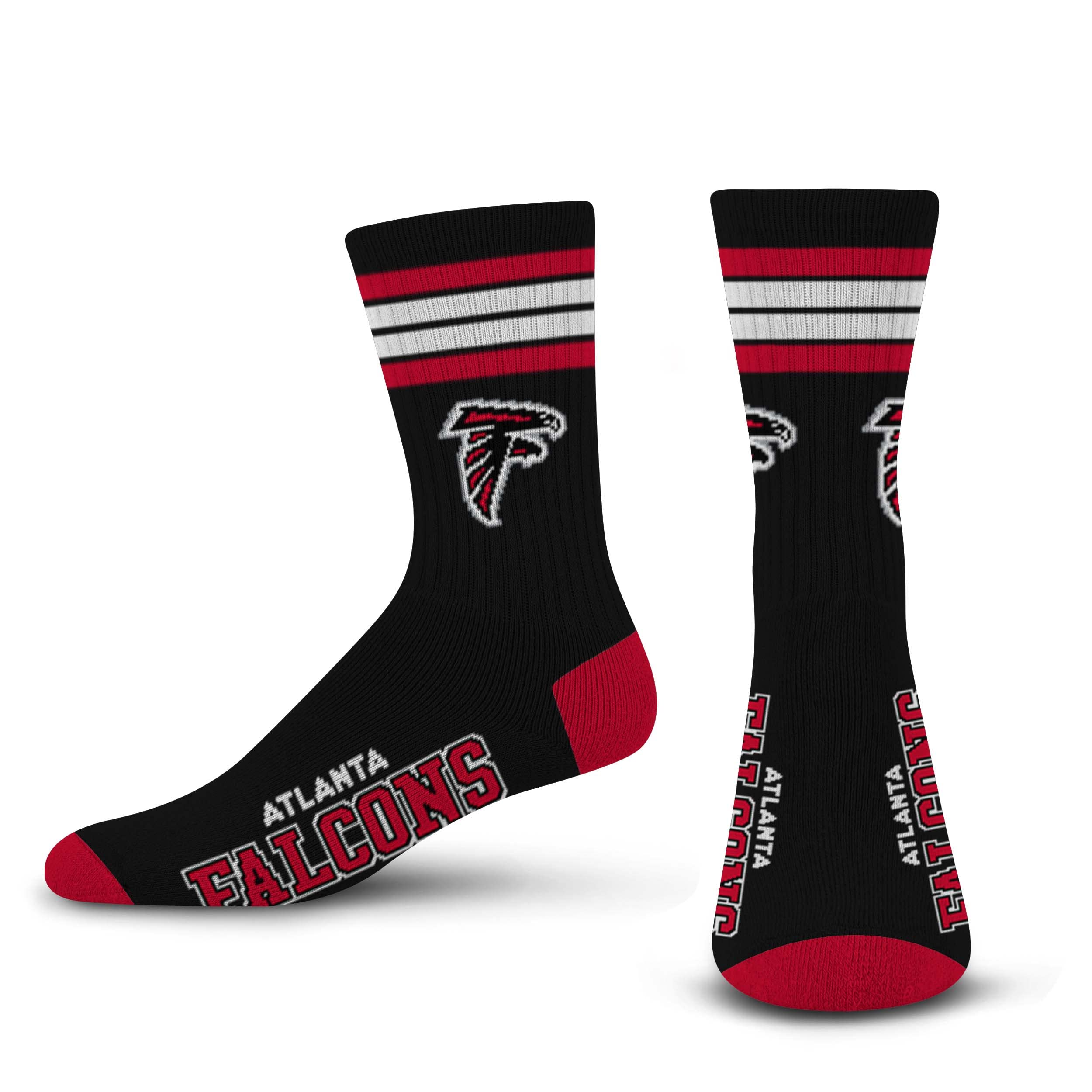 For Bare Feet NFL Officially Licensed Crew Socks, 4 Stripe Deuce