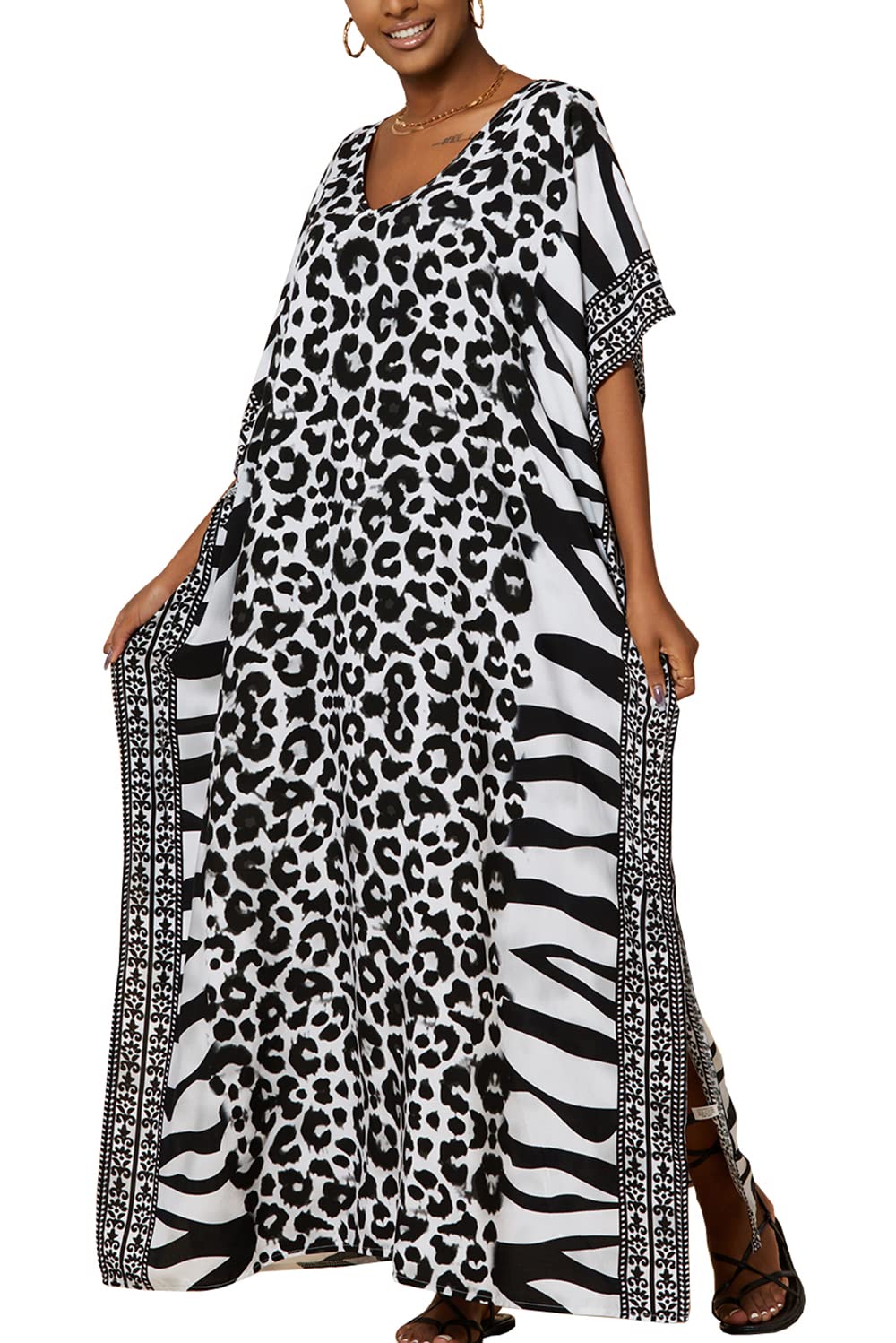 YouKD Vestido Largo de Verano con Kimono Bohemio Largo de Kaftan para Mujer Traje de Baño Batas de Paya