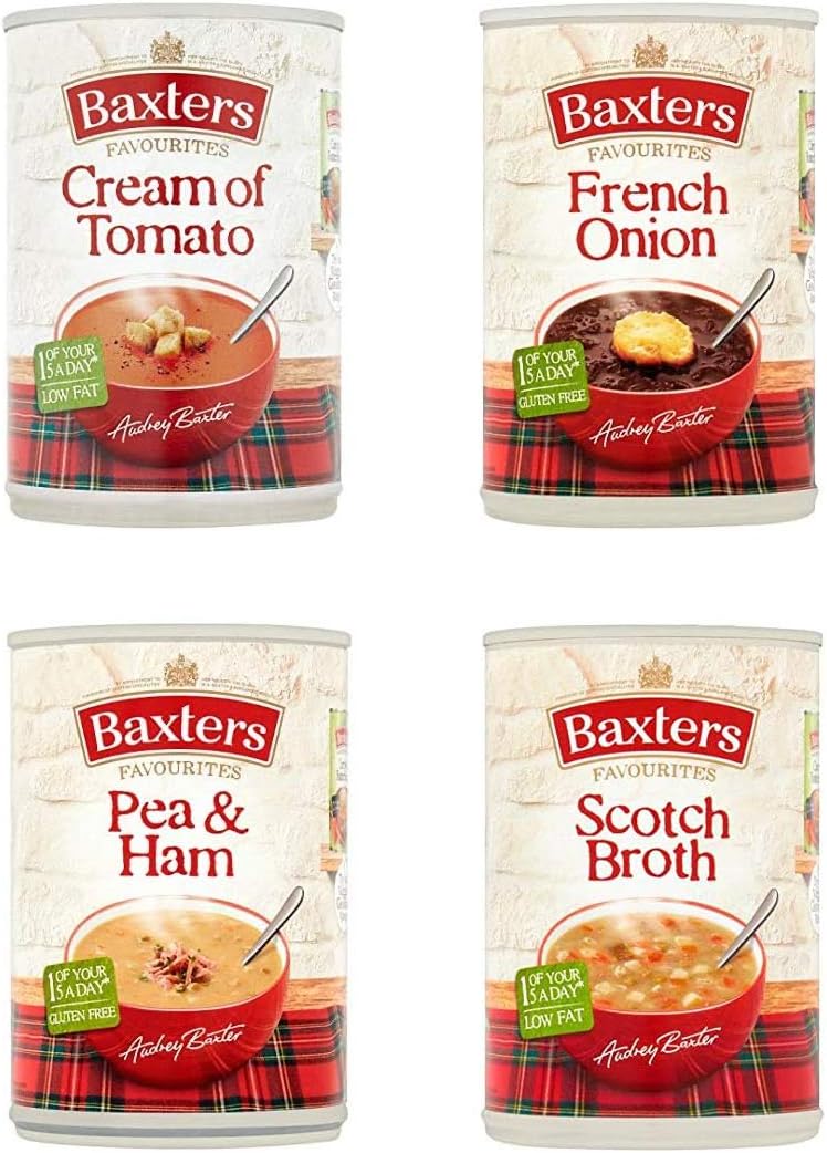 Baxters Soup (Pack of 12 Cans) - 3 x Scotch Broth, 3 x French Onion, 3 x Cream of Tomato, 3 x Pea & Ham
