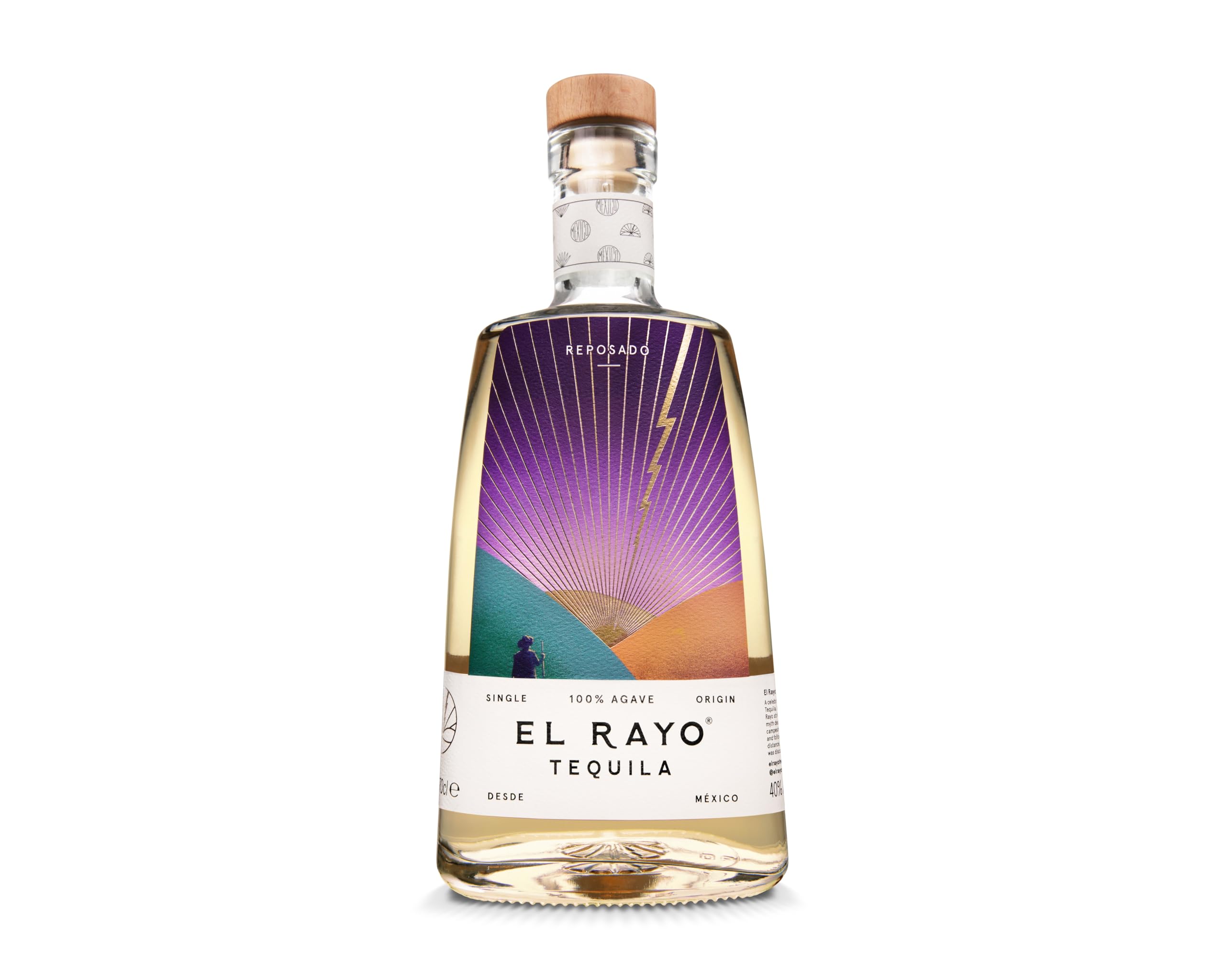 El Rayo | Tequila Reposado | 700 ml | Zu 100% aus blauer Agave | Pure Handarbeit | Warmer  weicher Geschmack