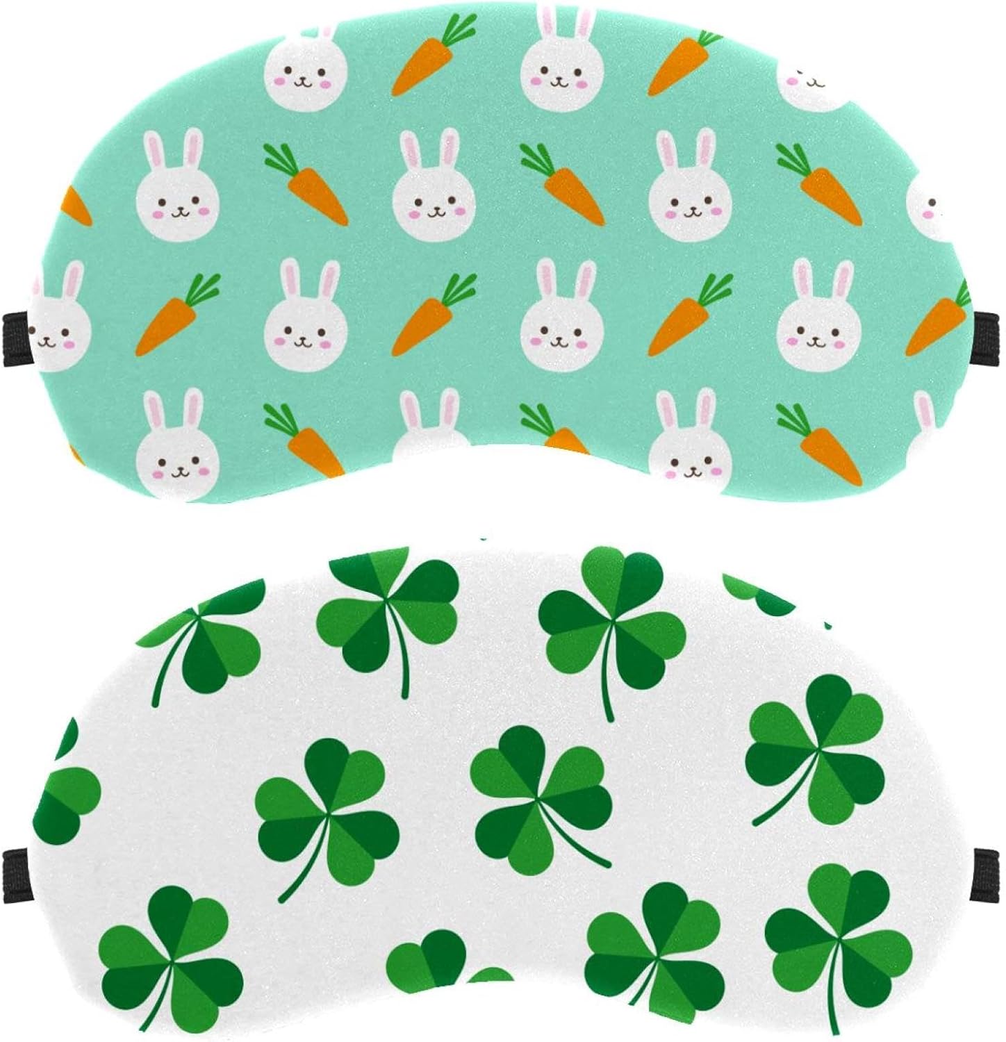 Confezione da 2 mascherine per dormire sul fianco, maschere per dormire, trifoglio verde con foglie di trifoglio su sfondo bianco, copertura morbida per gli occhi, per viaggi, pisolini, aereo, blocco
