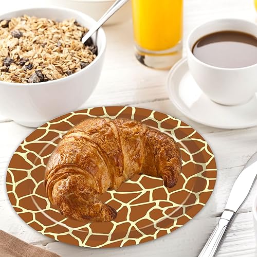 Miniatura 7 de 50 platos de impresión de jirafa de 9 pulgadas, platos de papel de jirafa de selva de safari para fiestas, suministros de fiesta de animales con