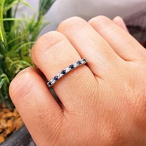 Miniatura 2 de Dazzlingrock Collection Regalo del día de San Valentín, anillo de boda apilable con piedras preciosas redondas alternativas o diamantes para mujeres