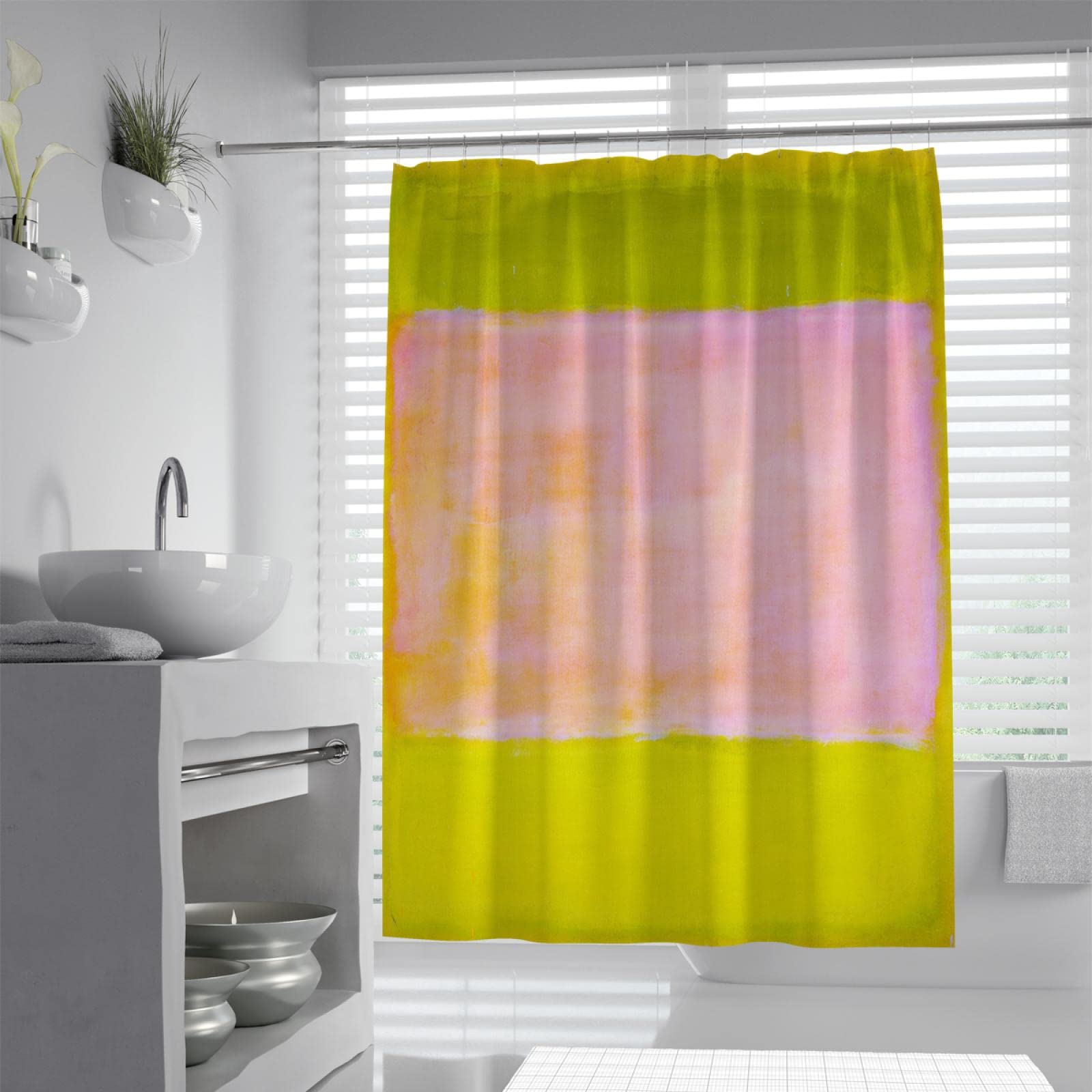 Cortina de ducha verde y rosa con 12 ganchos Mark Rothko Juegos de cortinas de ducha de baño Cortinas de bañera de secado rápido impermeables Calidad del hotel 200x200 cm