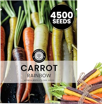 Carrot Rainbow Mix 4,500 Premium Heirloom Seeds for Planting Colorful, Sweet Root Blend for Garden & Kitchen for the 2026 Season 5 Gram Pouch