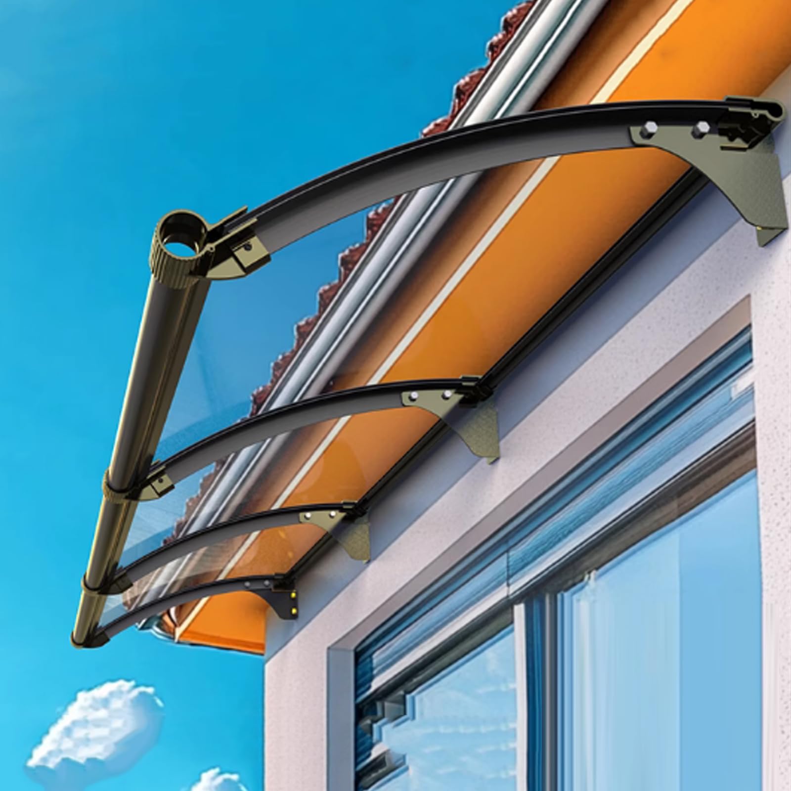 Auvent de porte d'entrée haut de gamme en alu et polycarbonate