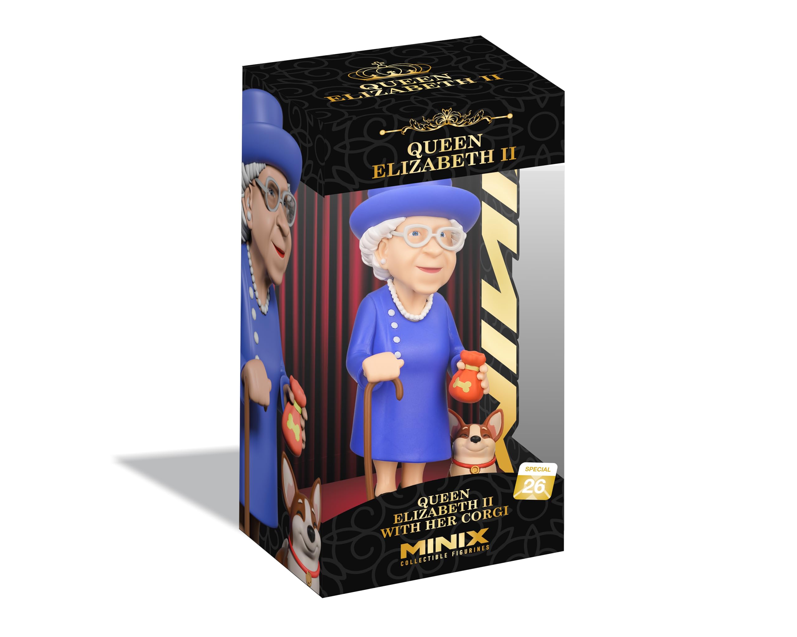MINIX - Celebrity #26 - Królowa Elżbieta II z jej Corgi - figurka kolekcjonerska 12 cm