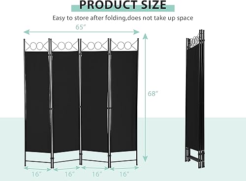 Miniatura 6 de Divisor de habitación de 4 paneles separadores de habitación de 6 pies y pantallas plegables de privacidad separadores de habitación independientes