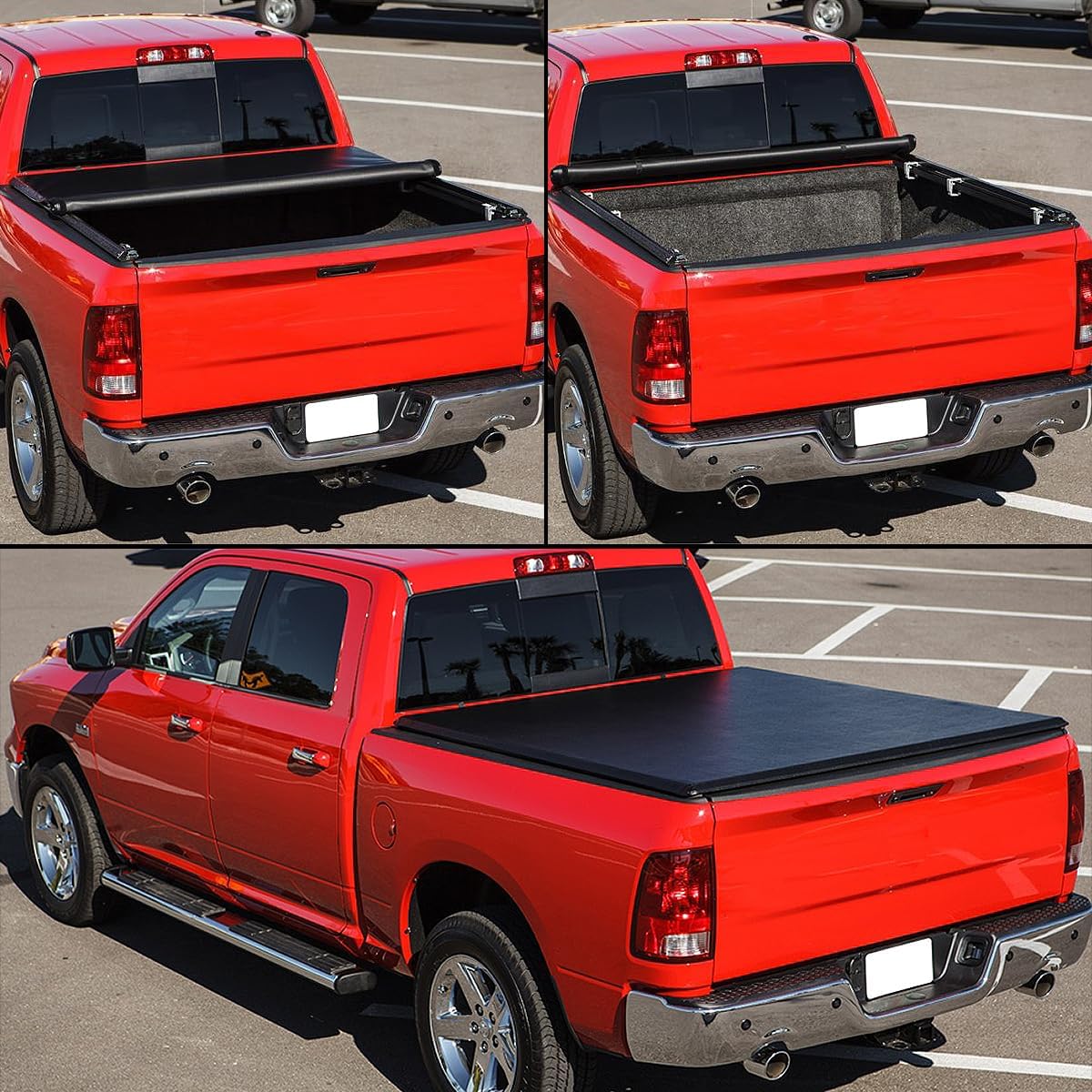 Soft Roll Up Truck Bed Tonneau Cover Compatible with 14-19 Silverado Sierra 1500LD 2500HD 3500HD 6.5 Ft. Fleetside Bed Soft Vinyl
