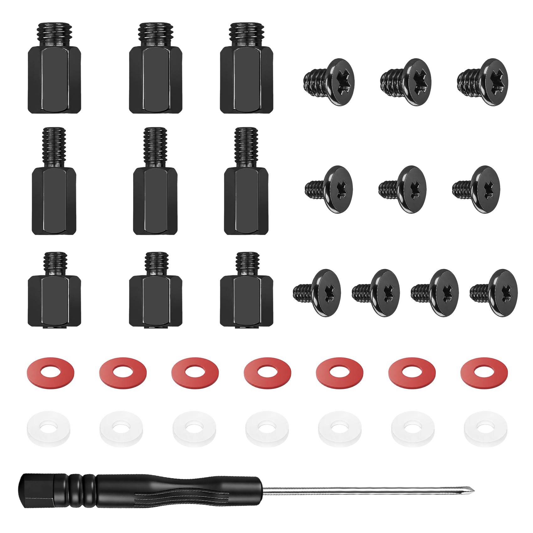 IEAWISL M.2 SSD Screws Kit, NVMe Screws for ASUS MSI Gigabyte Asrock Motherboard, 34Pcs M.2 SSD Screws Standoffs for Laptop PC Repair & DIY, Screwdriver Included (Black) - 1