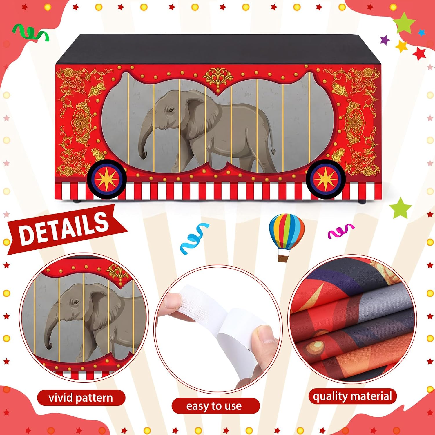 3 Pcs 6ft Carnival Party Decorations Circus Animals Themed Table Skirt Table Cover Circus Birthday Party Supplies for Carnival Concession Stand Decoration Holiday Supplies