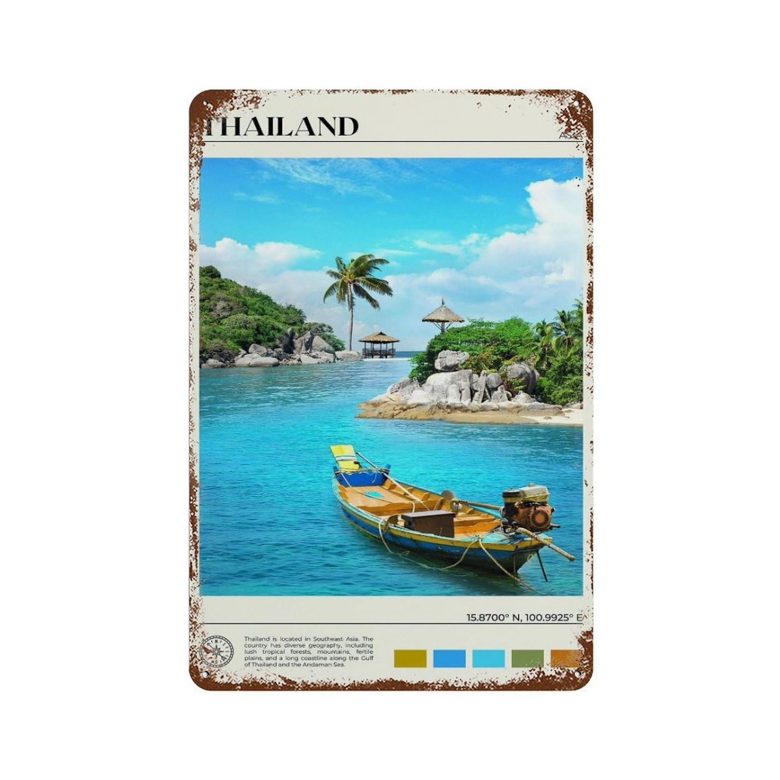 xiaoxiaoshen Real Photo Thailand Decor Asia Wall Decor Art Metal Tin Poster Modern Home Decor Art Home Bar Shop Decorations Vintage Sign 30x20cm