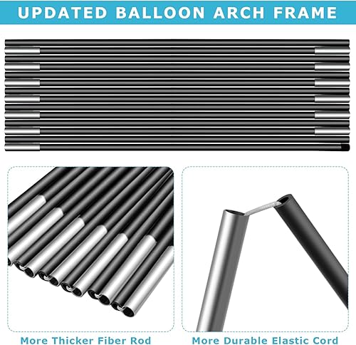 Miniatura 3 de Kit de soporte para arco de globos con base, kit de soporte ajustable para arco de globo con 45 clips de globo, bomba de globos, arco de globos de 9