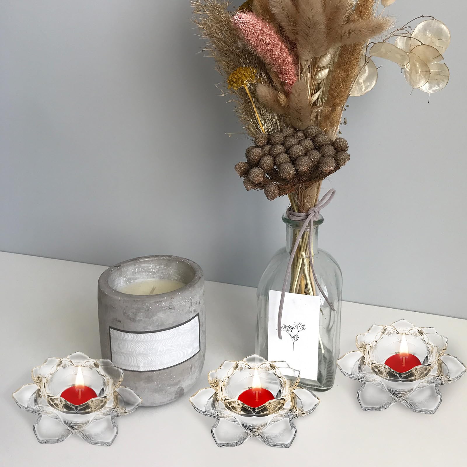 4 Stück Glas Kerzenhalter in Lotusblumenform, für Zuhause