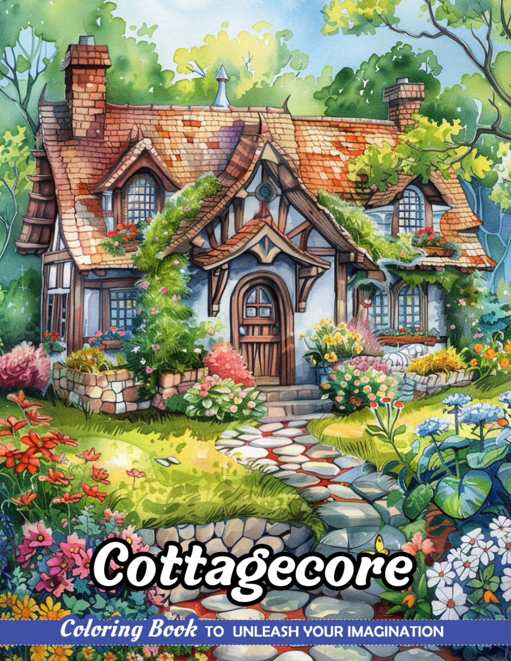 Cottagecore: Adult Coloring Book with Cottagecore for Stress Relief and Relaxation (Christmas Coloring Pages)